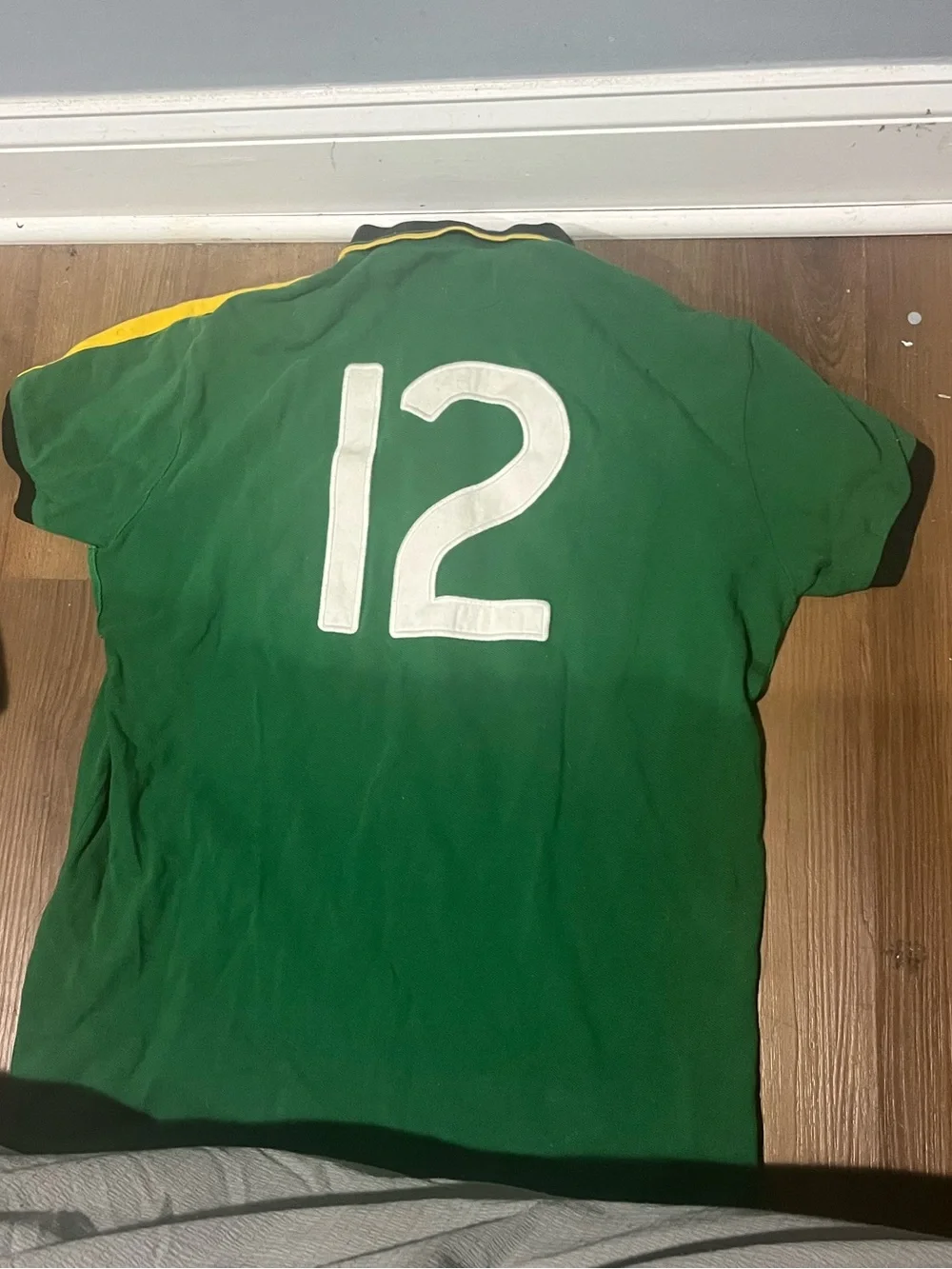 Ralph Lauren Green Polo Shirt with Yellow Accents & South Africa Patch